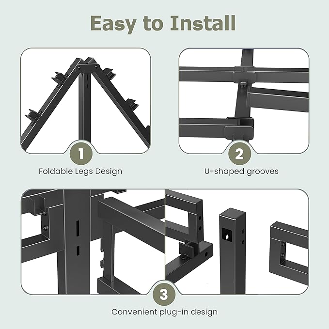 NKZ King Size Bed Frame 16 Inch, Metal Bed Frame & Box Spring 2 in 1 Platform with Round Corner Legs, 4000lbs Weight Capacity Reinforced Metal Frame, Headboard Hole, Noise-Free, Easy Assembly