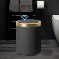 URALFA Automatic Motion Sensor Bathroom Trash Can with Lid, Touchless Trash Bin, Smart Dog Proof Garbage Can, Small Waste Basket for Toilet, Office, Bedroom, 2.8 Gallon, Dark Grey