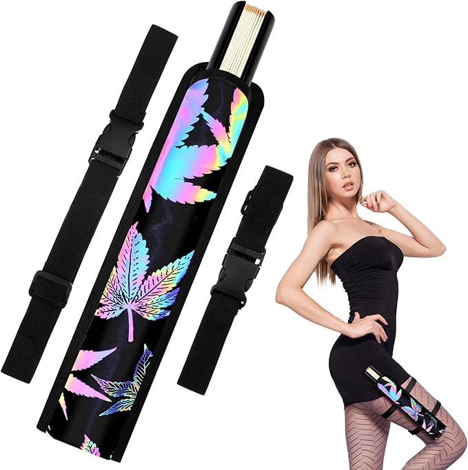 Summer Rave Fan Thigh Holster Rave Fan Holder Folding Hand Pouch Foldable Sleeves with Waist Belt for Thigh Party