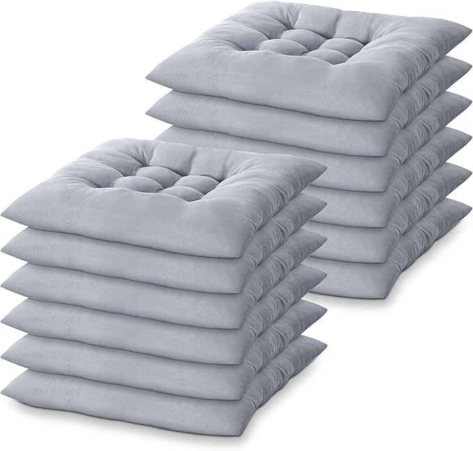 Geetery 12 Pcs Floor Pillows for Classroom Bulk Square Seating Cushions for Floor Chair School Kindergarten Reading Corner, 15.7'' Large Thick Meditation Cushions Yoga Nursery Daycare (Grey)