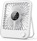 Small Desk Fan Personal Fans，100Speed Adjustable Quiet Small Portable Fan,Intelligent display of remaining hours for Office Bedroom Home Desk White