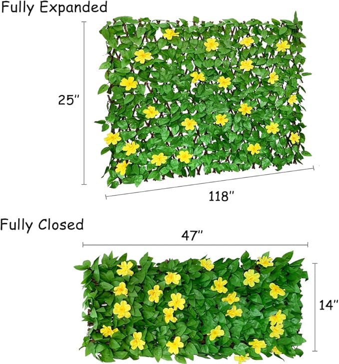 Sumery Expandable Fence Privacy Screen for Balcony Patio Outdoor,Decorative Faux Ivy Fencing Panel,Artificial Hedges (Single Sided Leaves)