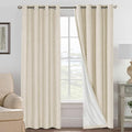 H.VERSAILTEX Linen Curtains 100% Blackout Curtains for Bedroom 90 inch Long Full Light Blocking Nature Linen Blended Window Curtains for Living Room Nickel Grommet (2 Panels, Bleached Sand)