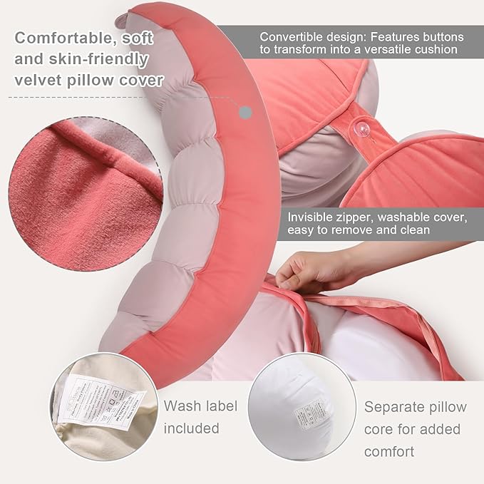Peallow(Pat. Pend) – Long Round Body Pillow for Adults, Bolster Pillow for Sleeping, Soft and Supportive Pillow for Sleeping & Lumbar Support