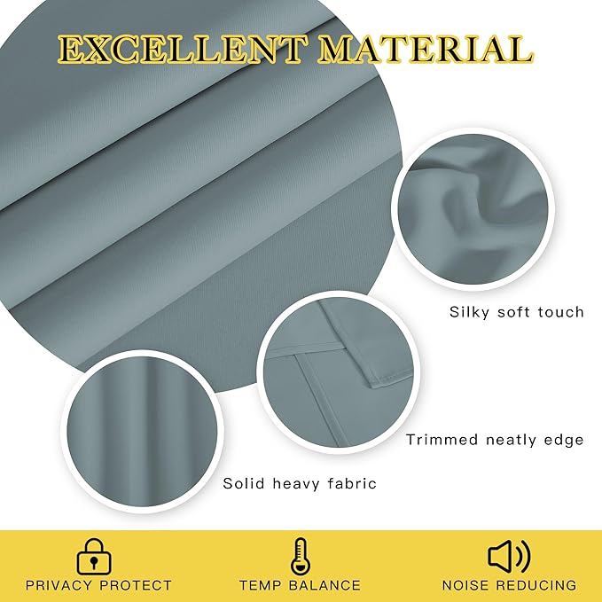 NICETOWN Extra Wide Patio Door Curtain 84 inch Long - Energy Smart & Noise Reducing Grommet Thermal Insulated Wide Width Drapes, Sliding Door Curtain for Guestroom(Stormy Sea, W100 x L84)
