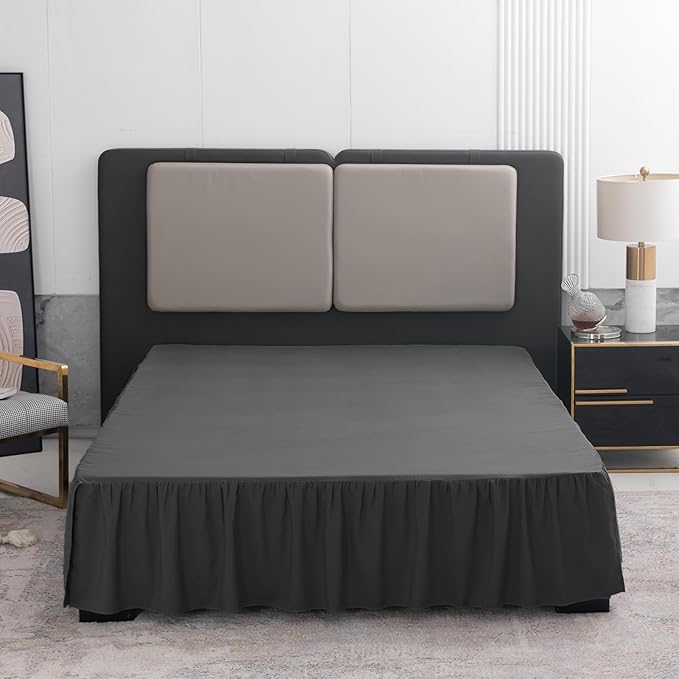 TSUTOMI Black Bed Skirt Twin Size Ruffled Bed Skirt with Split Corners, Twin Bed Skirt 16 Inch Drop,Twin Size Bed Skirt Black for Ruffled Bed Skirt with Split Corners, Bed Skirt Twin Size