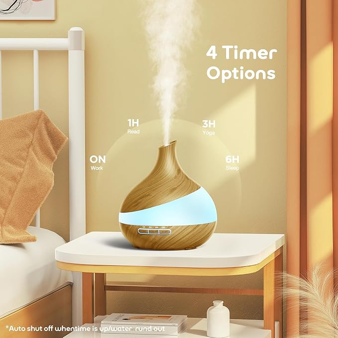 HJTHJT 500ML Essential Oil Diffuser: Aroma Diffuser with Remote Control for Hotel Spa Yoga Room - Humidifiers for Bedroom with 14 Colors LED Night Light for Kids/Women Home Relaxation