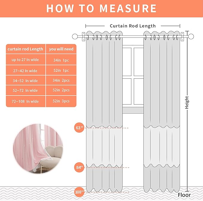 XiDi Pink Curtains for Bedroom, Girls Room Blackout Curtains, Kids Room Darkening Curtains, Light Pink Decor, 1 Panel Light Pink/52/63/1