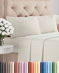 Twin XL 4 Piece Sheet Set - Cooling & Breathable - Hotel Luxury Bedding, Includes Fitted Sheet for Women, Men, Kids & Teens - 1 Flat, 1 Fitted Sheet, 2 Pillowcases with Deep Pockets - Beige Stripes