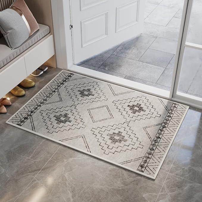 Indoor Door Mat 24"x35",Beige Door Mat Indoor Entrance Dirt Resistant & Absorbent, Non-Slip Rubber Backing Front Door Mats,Washable Low-Profile Doormat for Entryway, Inside Home Entrance