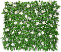 Sumery Expandable Fence Privacy Screen for Balcony Patio Outdoor,Decorative Faux Ivy Fencing Panel,Artificial Hedges (Single Sided Leaves) (2, White Flowers)