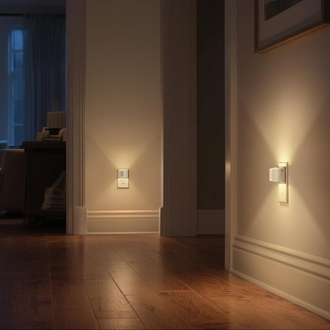DORESshop LED Night Light[2 Pack], Night Lights Plug into Wall, 3 Level Brightness Adjustable Plug in Night Light, Dusk to Dawn Sensor Nightlights for Adults,Bedroom,Bathroom,Hallway,3000K White Cover