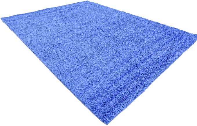 Unique Loom Solid Shag Collection Area Rug (9' x 12' 2" Rectangle, Periwinkle Blue)
