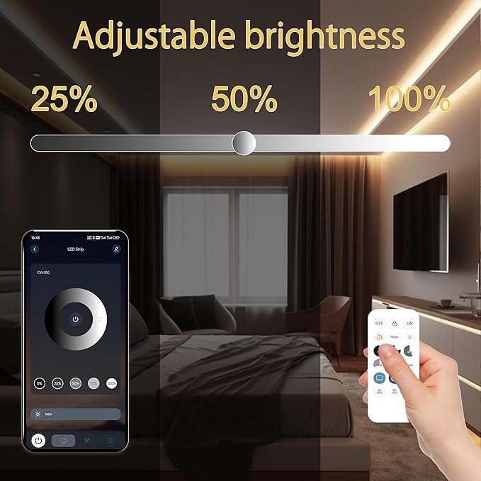 65.6ft COB LED Strip Light Warm White, High Bright LED Strips with 320LEDs, RF Remote and UL Power Supply, 3000K Dimmable LED Lights for Bedroom,Kitchen, DIY Home Decoration, 2 Rolls of 32.8ft