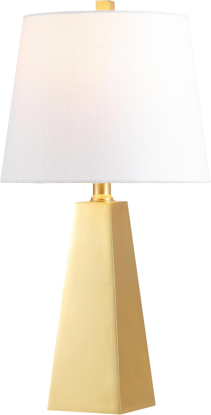 JONATHAN Y JYL1038A 20.5" Modern Glam Gold Table Lamp, Contemporary Geometric Resin Bedside Nightstand Lamp for Living Room, Bedroom, Office, End Table with White Linen Shade (LED Bulb Included)
