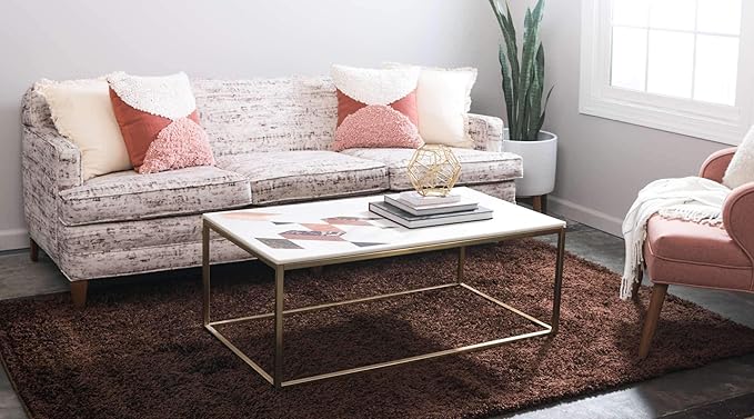 Unique Loom Solid Shag Collection Area Rug (7' 10" x 10' Rectangle, Chocolate Brown)