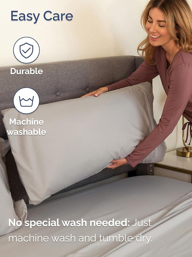 Extra Deep Queen Sheet Set - 6 Piece Breathable & Cooling Sheets - Hotel Luxury Bed Sheets Set - Easy & Secure Fit - Soft, Wrinkle Free & Comfy Sheets Set - Light Grey Sheet Set w/Extra Deep Pockets