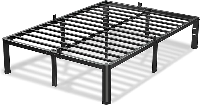 12 Inch Full Size Bed Frame, 3500Lbs Heavy Duty Metal Platform with Round Corner Legs Mattress Slide Stopper, Steel Slat Support No Box Spring Needed, Noise Free, Non-Slip, Easy Assembly
