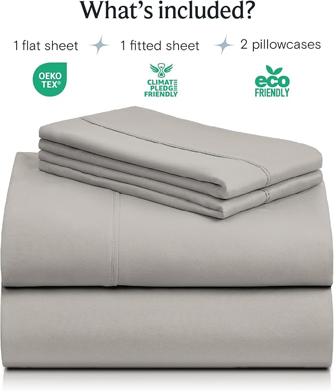 LuxClub 4 PC King Sheet Set, Deep Pockets Wrinkle Free Cooling Bed Sheets Hotel Bedding for Women, Men, Includes 1 Fitted Sheet, 1 Flat Sheet and 2 Pillowcases-Soft Light Taupe