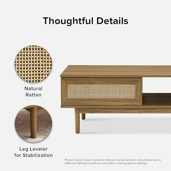 mopio Haylee Coffee Table (Oak, Rattan)