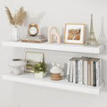 Floating Shelves for Wall, 9.3" Deep Wall Mounted Wood Shelves for Bathroom, Bedroom, Living Room, Kitchen, Hanging Shelf for Books/Storage/Room Decor (White 40")