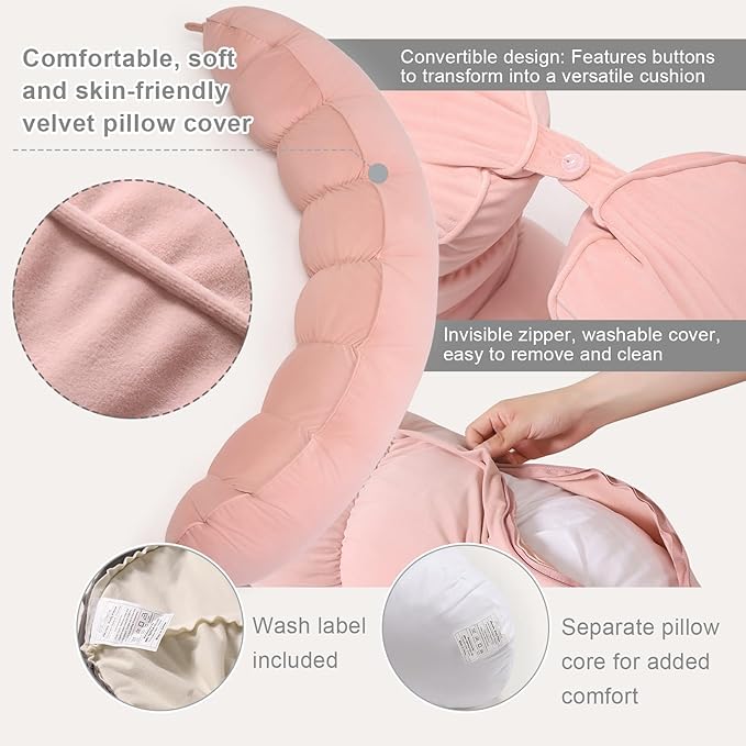 Peallow(Pat. Pend) – Long Round Body Pillow for Adults, Bolster Pillow for Sleeping, Soft and Supportive Pillow for Sleeping & Lumbar Support