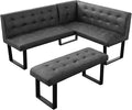 Modern L-Shaped Dining Bench, Vintage Fabric Upholstered Corner Sofa with Metal Legs for Kitchen Nook, Living Room, Dining Room (Left Seat)