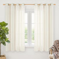 YoungsTex 68 Inch Length Ivory Linen Curtains for Living Room Window, Light Filtering Semi Sheer Drapes with Bronze Grommet Privacy for Bedroom Farmhouse Decorative, 52 x 68 Inch, 2 Panels