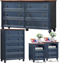 Farmhouse Dressers & Night Stand Set of 4, Wood 54" Wide Dresser & 45" Tall Chest of Drawers, 18" with Charging Station Nightstand Set of 2, Bedroom Furniture Dresser Set for Home Living Room Hallway
