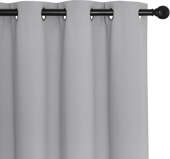 NICETOWN Blackout Curtains 63 inches Long for Living Room Bedroom, Grommet Thermal Insulated Room Divider Drape Window Treatment for Sliding Patio Door, W100 x L63, 1 Panel, Silver Grey