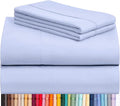 LuxClub 4 PC Sheet Set Bed Sheets Deep Pockets 16" Eco Friendly Wrinkle Free Cooling Machine Washable Hotel Bedding Silky Soft - Sky Blue Queen