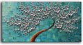 YaSheng Art- 3D Flowers Artwork Oil Painting On Canvas 100% Hand Painted Texture Silver Flowers Paintings Modern Canvas Wall Art Home Bedroom Living Room Office Wall Decor 24x48inch