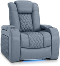 Seatcraft Diamante Zero-Gravity CoolZero Italian Leather Home Theater Seating, Power Headrest, Power Recline, Single Recliner, Smokey Blue