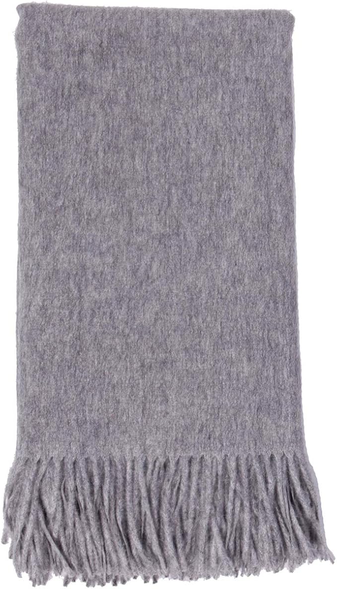 Alashan Ripple Finish Woven Throw - Cashmere Blend Throw Blanket - Soft Ash Blanket for Couch