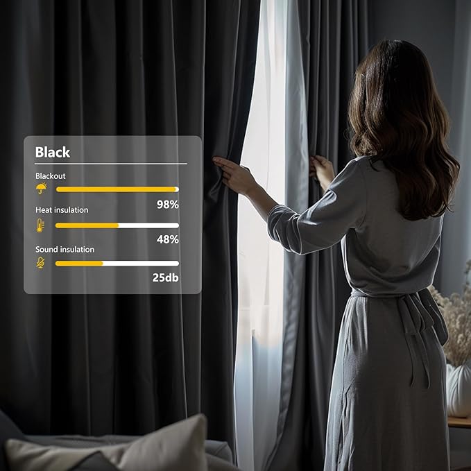 Room Divider Blackout Curtain Track Curtains Wall Dividers Panels Screen for Living Rooms Bedroom Office Privacy Partition Separation, W180 × L108 Inch,1 Panel, Black
