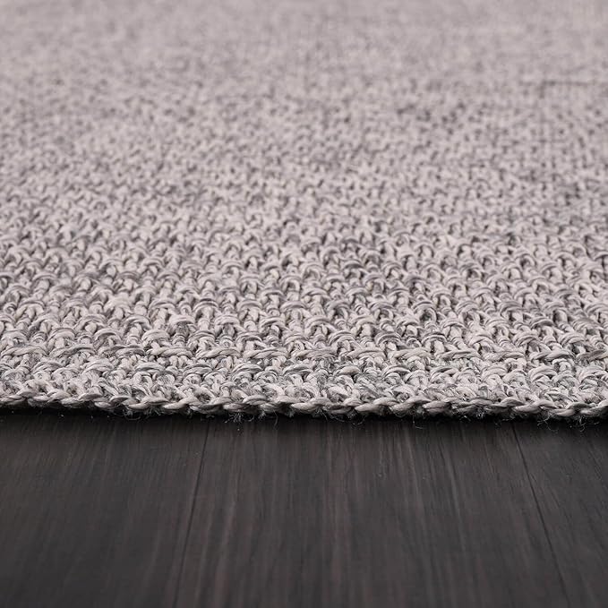 Easy Jute Rug 9x12 Indoor Outdoor Natural Rugs Solid Fiber Rug Woven Area Rug Boho Easy Clean Inside Carpet for Living Room Bedroom Dining Room Hallway or Outdoor Patio Porch (9 X 12 Silver)