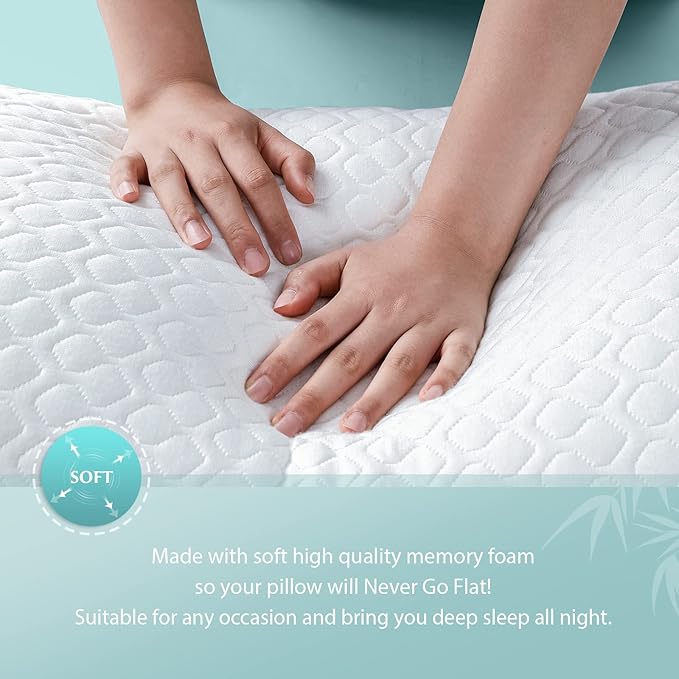Extra Thick Body Pillow Memory Foam – Long Pillow for Adults – Thicker Inner Case – Soft & Cooling Double Pillowcases, 20 x 54 inches