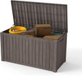 180 Gallon Outdoor Storage Box Waterproof, Resin Deck Boxes with Lockable Lid & UV-Resistant for Patio, Pool, Garden Furniture Cushions & Accessories, Coffee