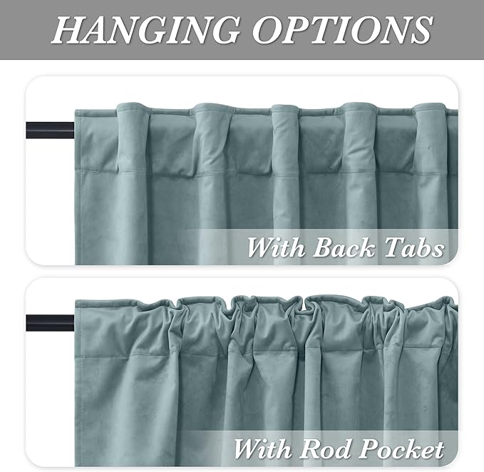 RYB HOME 100% Blackout Blue Velvet Curtains 90 inches Long, Back Tab Thermal Insulated Noise Reducing Curtains & Drapes for Living Room Kids Bedroom, Stone Blue, 52W x 90L, Set of 2 Panels