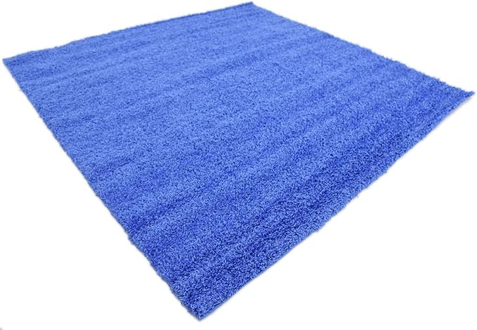 Unique Loom Solid Shag Collection Area Rug (8' Square, Periwinkle Blue)