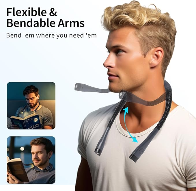Book Light, 3-Color & 9-Brightness Reading Light, Bendable Neck Light, 80-hr Lasting Rechargeable Lamp, Perfect Book Light for Reading in Bed, Knitting, Camping (Grey, Classic)