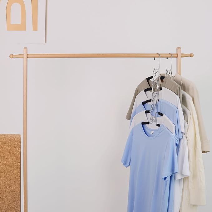 Nature Smile No Shoulder Bump Multiple Sweater Coat Clothes Hangers,Multi Layers Space Saving T Shirt Blouse Rack(4 Pack Black Color)