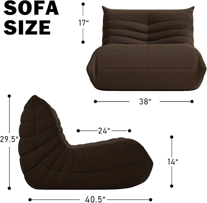Bean Bag Chair, Memory Foam Bean Bag Sofa Large Bean Bag Chair for Adults, Bean Bag Chairs for Teens with High Density Comfortable Foam, Memory Foam Lazy Sofa for Living Room, Bedroom (Coffee)