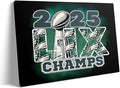 B.B.F MAKE 2025 Super Canvas Bowl Wall Art Champions Eagles Poster Print Philadelphia Oil Painting Canvas Wall Decor Sports Stars Picture Modern Bedroom Living Room Home Decoration, Framed 20x24inch