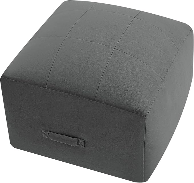 MeMoreCool Square Stuffed Pouf Ottoman Foot Rest, Floor Pouf Foot Stool with Foam Chunk Filling, Soft Stuffed Ottoman Footrest for Living Room