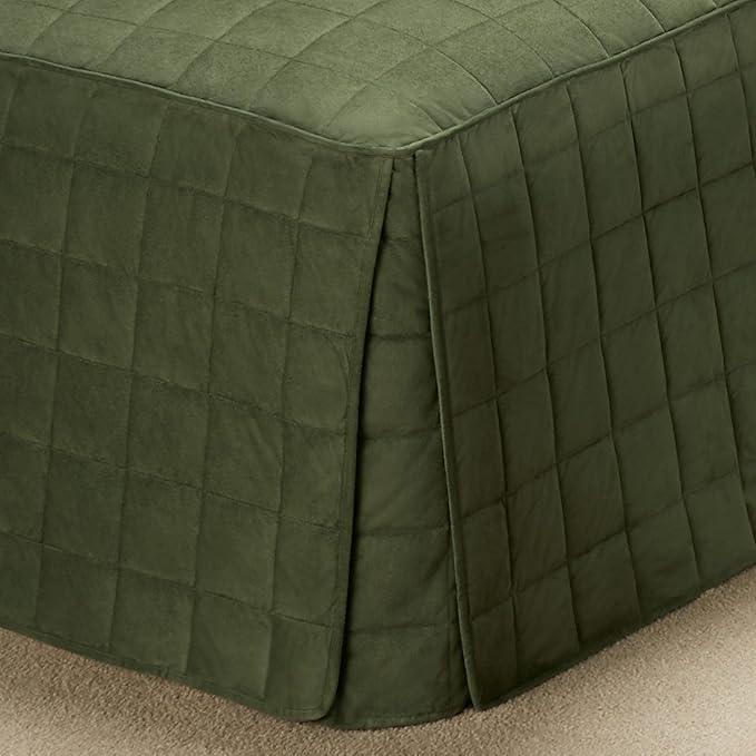 Touch of Class Camden Luxury Bedding | Warm Deep Sage Color | Classic Fitted Bedspread | Faux Suede Box Quilted Design | Designed 2 Piece Set Includes Twin Bedspread and 1 Standard Sham