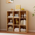 OSCHF 9-Cube Storage Shelf Bookcase - Wooden 3-Tier Floor Standing Open Bookshelf for Home and Office, Display Cabinet, Oak
