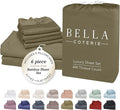 Bella Coterie 6 Piece Luxury Bamboo Viscose Queen Size Sheet Set | 100% Organically Grown | Cooling for Hot Sleepers | 18" Deep Pocket | Soft & Hypoallergenic | 4 Pillowcases [Olive]