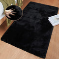 Faux Rabbit Fur Rug Machine Washable Area Rugs Black Fur Rug for Living Room Fuzzy Rugs for Bedroom Teen Room Decor Small Sheepskin 2x3 Rectangle Rugs