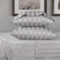 URBANHUT 800 Thread Count 100% Cotton Damask Twin Size Sheets, 4 Piece Striped Twin Size Bedsheets, Luxury Hotel Sheets Sateen Weave - Better Than Egyptian, 14" Elasticized Deep Pocket- Silver Grey